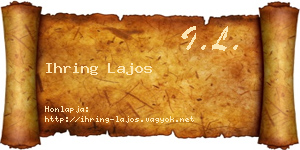 Ihring Lajos névjegykártya